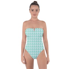 Mint Triangle Shape Pattern Tie Back One Piece Swimsuit by picsaspassion