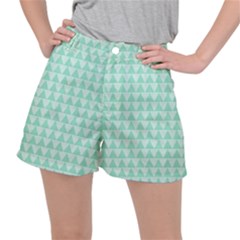 Mint Triangle Shape Pattern Stretch Ripstop Shorts by picsaspassion