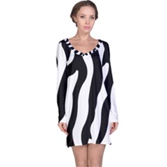 Zebra Horse Pattern Black And White Long Sleeve Nightdress by picsaspassion