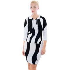 Zebra Horse Pattern Black And White Quarter Sleeve Hood Bodycon Dress by picsaspassion