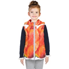 Red Tulip, Watercolor Art Kid s Hooded Puffer Vest by picsaspassion