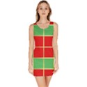 Christmas Fabric Textile Red Green Bodycon Dress View1