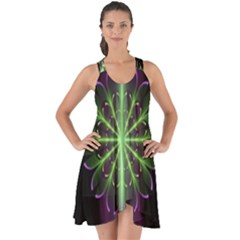 Fractal Purple Lime Pattern Show Some Back Chiffon Dress by Wegoenart