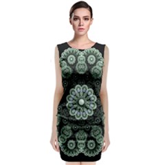 Fractal Green Lace Pattern Circle Classic Sleeveless Midi Dress by Wegoenart