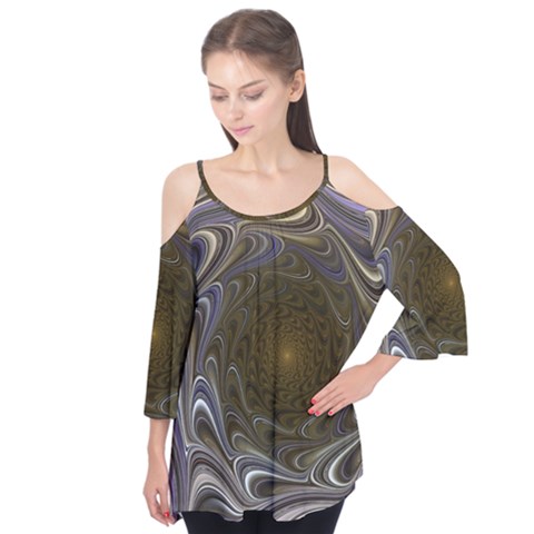 Fractal Waves Whirls Modern Flutter Tees by Wegoenart