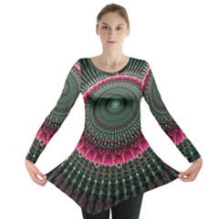 Fractal Circle Fantasy Texture Long Sleeve Tunic  by Wegoenart