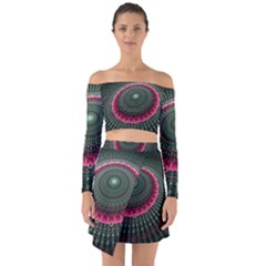 Fractal Circle Fantasy Texture Off Shoulder Top With Skirt Set by Wegoenart