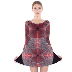 Fractal Diamond Circle Pattern Long Sleeve Velvet Skater Dress by Wegoenart