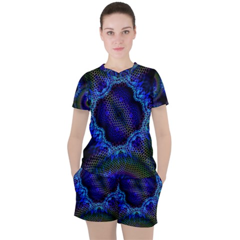 Kaleidoscope Art Pattern Ornament Women s Tee And Shorts Set by Wegoenart