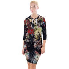 Ara Bird Parrot Animal Art Quarter Sleeve Hood Bodycon Dress by Wegoenart