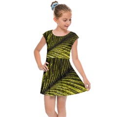 Feather Macro Bird Plumage Nature Kids Cap Sleeve Dress by Wegoenart