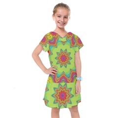 Abstract Art Abstract Background Green Kids  Drop Waist Dress by Wegoenart