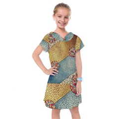 Background Cubism Circle Shape Kids  Drop Waist Dress by Wegoenart