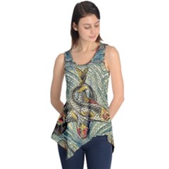 Fish Underwater Cubism Mosaic Sleeveless Tunic by Wegoenart