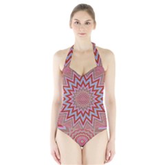 Abstract Art Abstract Background Halter Swimsuit by Wegoenart