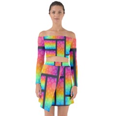 Background Colorful Abstract Off Shoulder Top With Skirt Set by Wegoenart