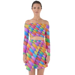 Colorful Background Abstract Off Shoulder Top With Skirt Set by Wegoenart