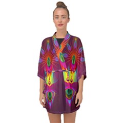 Abstract Bright Colorful Background Half Sleeve Chiffon Kimono by Wegoenart