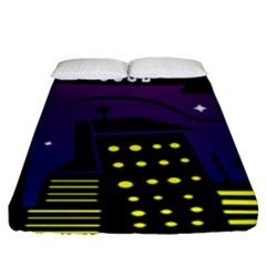 City Architecture Night Skyscraper Fitted Sheet (king Size) by Wegoenart