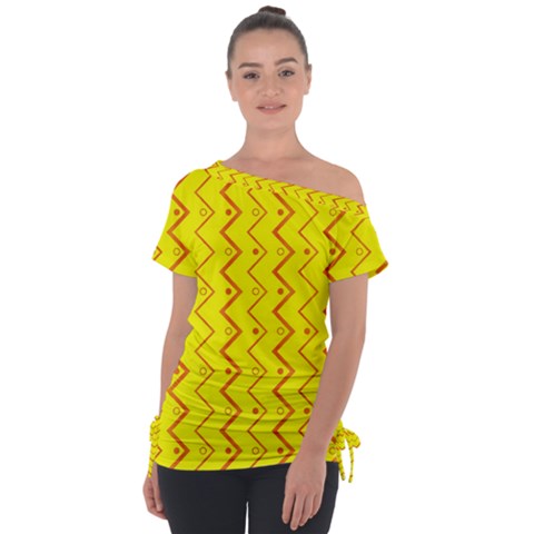 Yellow Background Abstract Tie-up Tee by Wegoenart