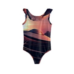 Fractal Mandelbulb 3d Ufo Invasion Kids  Frill Swimsuit