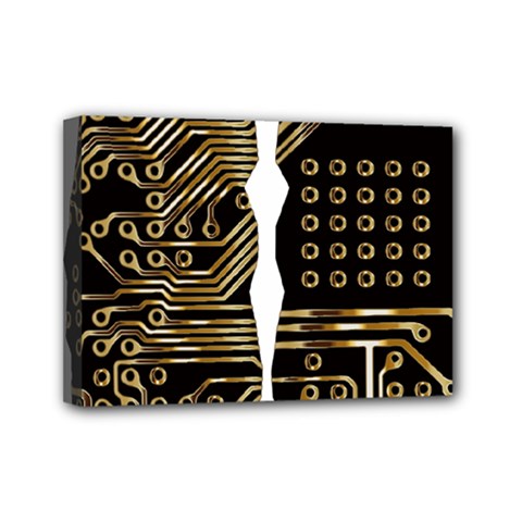 Brain Circuit Board Pcb Computer Mini Canvas 7  X 5  (stretched) by Wegoenart