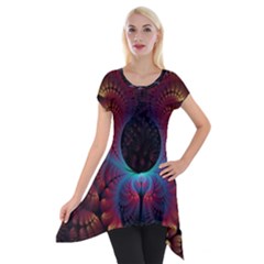 Abstract Abstracts Geometric Short Sleeve Side Drop Tunic by Wegoenart