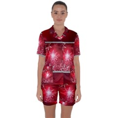 Christmas Candles Satin Short Sleeve Pyjamas Set by Wegoenart