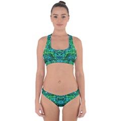 Abstract #8   I   Blues & Greens 6000 Cross Back Hipster Bikini Set by KesaliSkyeArt