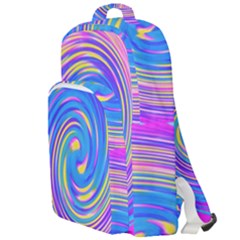 Cool Abstract Pink Blue And Yellow Twirl Liquid Art Double Compartment Backpack by myrubiogarden