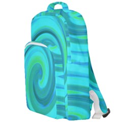 Groovy Cool Abstract Aqua Liquid Art Swirl Painting Double Compartment Backpack by myrubiogarden