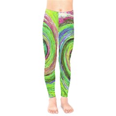 Groovy Abstract Green And Crimson Liquid Swirl Kids  Legging by myrubiogarden