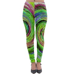 Groovy Abstract Green And Crimson Liquid Swirl Lightweight Velour Leggings by myrubiogarden