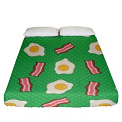 Bacon And Egg Pop Art Pattern Fitted Sheet (queen Size) by Valentinaart