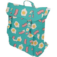 Bacon And Egg Pop Art Pattern Buckle Up Backpack by Valentinaart