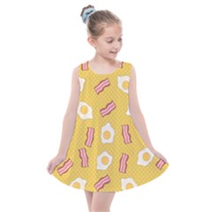 Bacon And Egg Pop Art Pattern Kids  Summer Dress by Valentinaart
