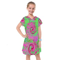 Groovy Abstract Green And Red Lava Liquid Swirl Kids  Drop Waist Dress by myrubiogarden