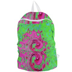 Groovy Abstract Green And Red Lava Liquid Swirl Foldable Lightweight Backpack by myrubiogarden