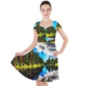 Color Lake Mountain Painting Cap Sleeve Midi Dress View1