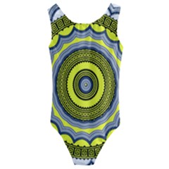 Mandala Pattern Round Ethnic Kids  Cut-out Back One Piece Swimsuit by Pakrebo