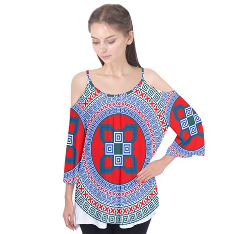 Design Circular Aztec Symbol Flutter Tees by Pakrebo