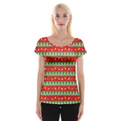 Christmas Papers Red And Green Cap Sleeve Top by Pakrebo