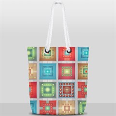 Tiles Pattern Background Colorful Full Print Rope Handle Tote (small) by Pakrebo