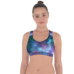 Network Earth Block Chain Globe Cross String Back Sports Bra by Pakrebo