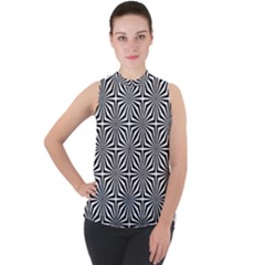 Background Pattern Halftone Mock Neck Chiffon Sleeveless Top by Pakrebo