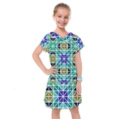 Mosaic Triangle Symmetry Kids  Drop Waist Dress by Pakrebo
