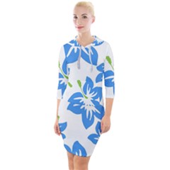 Hibiscus Wallpaper Flowers Floral Quarter Sleeve Hood Bodycon Dress by Pakrebo