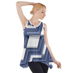 Geometric Fabric Texture Diagonal Side Drop Tank Tunic by Pakrebo