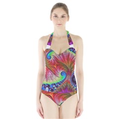 Fractal Art Fractal Colorful Halter Swimsuit by Pakrebo