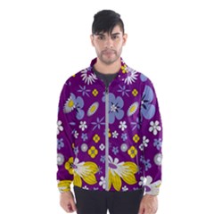 Floral Flowers Wallpaper Paper Windbreaker (men) by Pakrebo